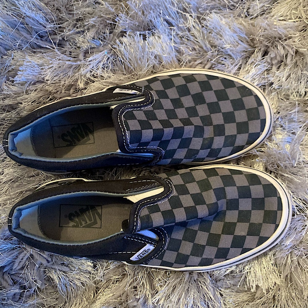 Black and grey checkered vans boys size 2 - Picture 2 of 10